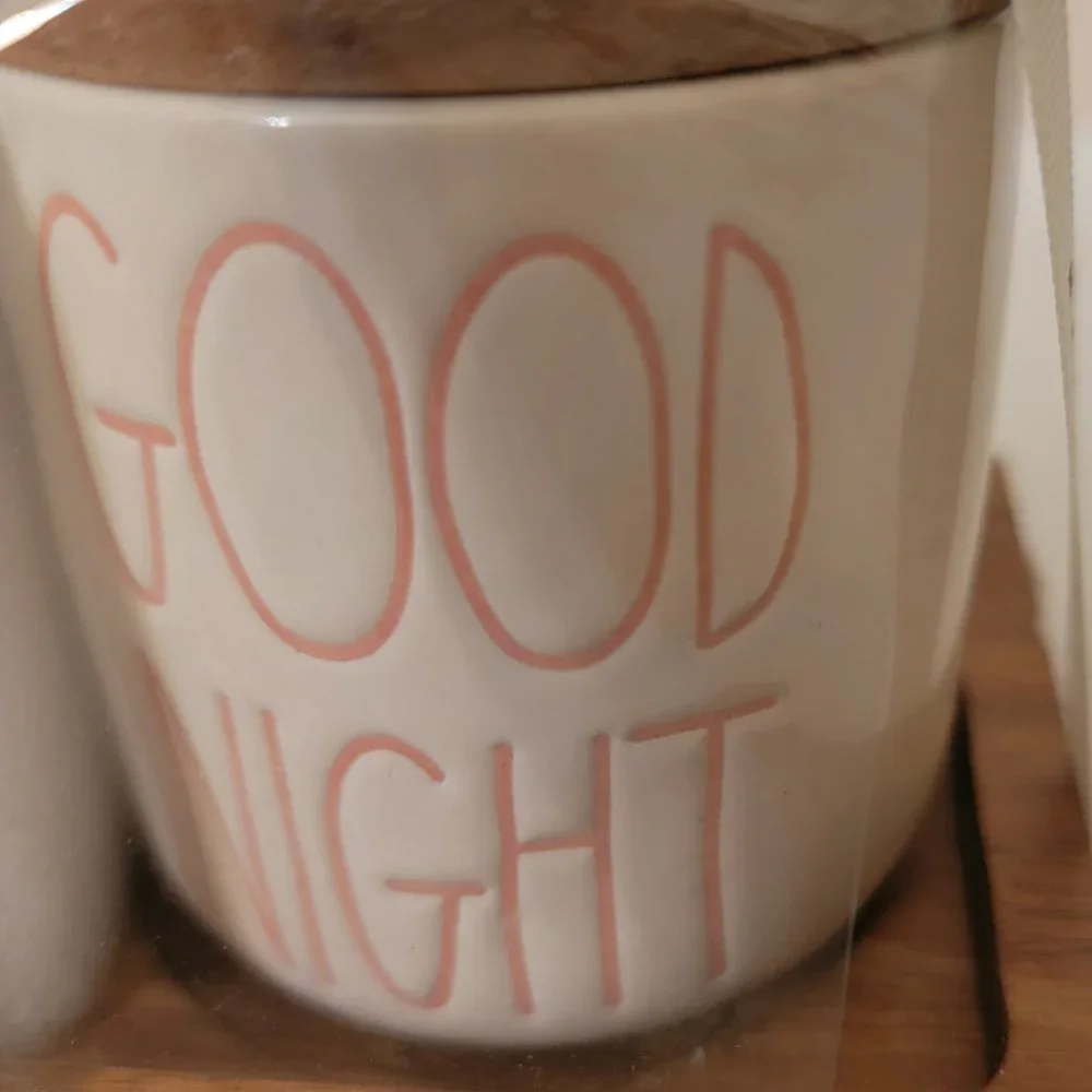 Rae Dunn “Hello Sunshine” & “Good Night” Small Jars with Lids,  NWT